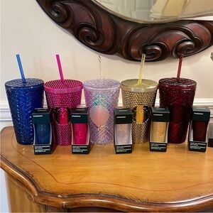 Starbucks Complete Set Five Grande Tumblers + Five Ornament Keychains